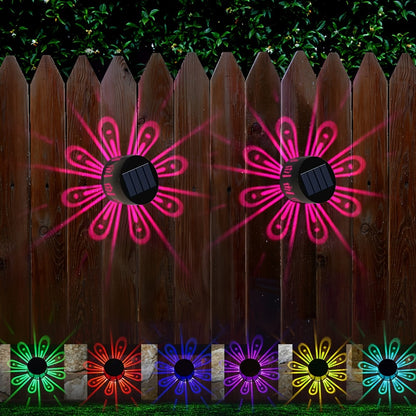 Solar Wall Lights Outdoor 2 Pack - Dusk to Dawn Auto On/Off, Decorative Projection Fence Porch Garden Lights, Weatherproof Solar Powered Yard Pathway Stair Decor, Halloween Christmas Holiday Lighting