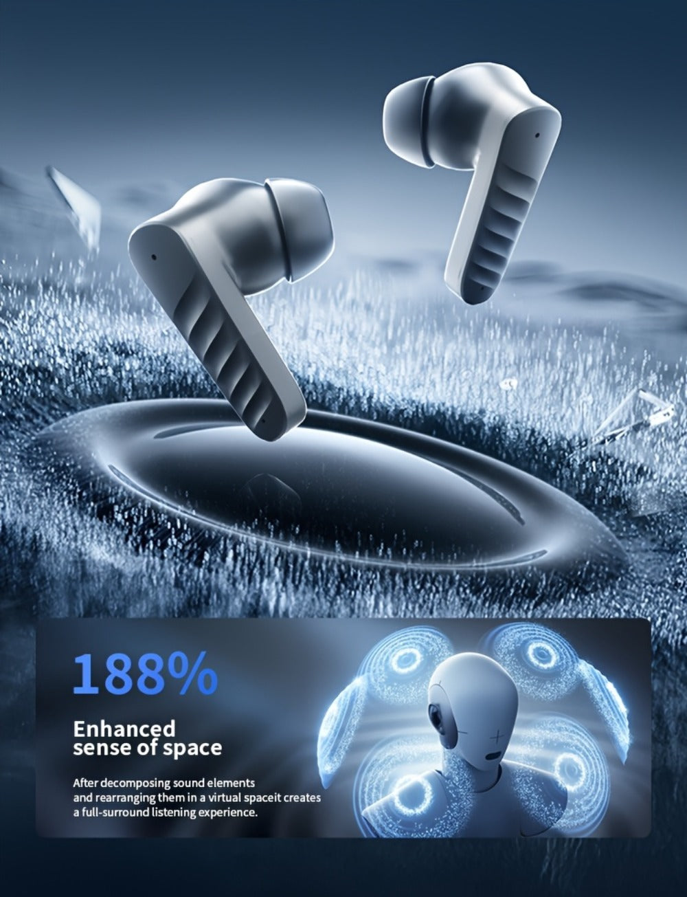 ENC Wireless Earbuds Mini Lightweight In-Ear Bluetooth Earphones Smart Noise Reduction Long Battery Life Touch Control for Sports Running Cycling Work Commute Phone PC Tablet Gift for Men Women