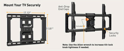 Heavy Duty TV Wall Mount 40-85 Inch 132 lbs – Full Motion Dual Articulating Arms, Tool-Free Tilt Swivel Extend Rotate Level, VESA 600x400mm, Fits 16" Studs, Steel Bracket for Large Flat Screen TVs