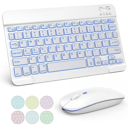 RGB Backlit Keyboard and Mouse Combo 7 Color LED – Ultra-Thin Scissor Keys Quiet Wired Set for PC Desktop Laptop | Black White | Home Office Gaming Desk Setup Keyboard Mouse
