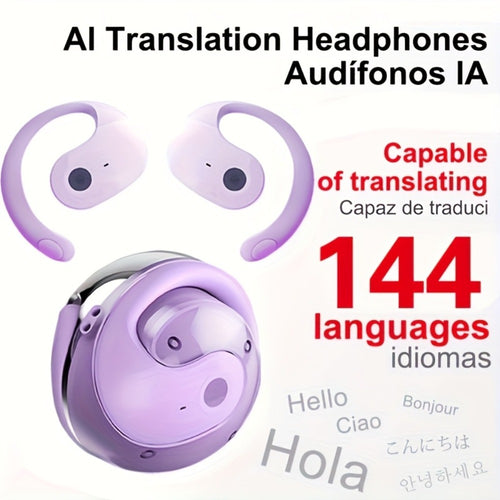 144-Language AI Real-Time Translation Earbuds, Two-Way Interpreter Earphones USB & Battery Rechargeable with Carrying Pouch, for Travel Business Shopping Learning Language Study