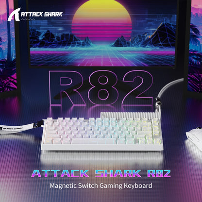 Hall Effect Mechanical Gaming Keyboard Attack Shark R82HE 80% – 0.005mm Rapid Trigger, 8000Hz Polling Rate, Hot Swap, PBT Keycaps, 5-Layer Sound Isolation, RGB, DKS, Snap Tap for PC & Mac | White & Pink