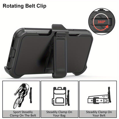 Rugged iPhone 15 Shockproof Case with Belt Clip Holster TPU PC Dual Layer Drop Protection Military Grade Cover for iPhone 15 Pro Max 15 Plus 15 Pro 15 – Heavy Duty Armor for Men Outdoor Work