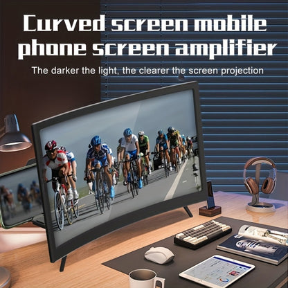 Screen Magnifier for Phone 12 Inch HD Curved Lens – 1:1 No-Distortion Enlarger, Foldable Portable Stand, Eye Protection for Movies Video Calls, Universal Smartphone Amplifier, Gift for Seniors Students