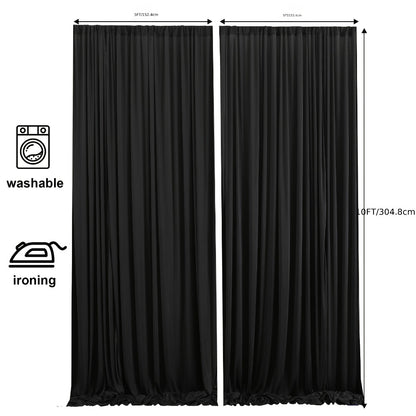 10x10Ft Polyester Photography Backdrop 2-Pack – Photo Booth Background Curtain for Party, Birthday, Wedding, Holiday, Stage & Exhibition Decoration, Wrinkle-Free, Machine Washable, Easy Pole Install