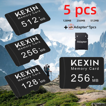 5-Pack TF Micro SD Card 128MB 256MB 512MB High-Speed Flash Memory Cards for Smartphone Tablet Camera PC Car Audio Game Console – Durable Multi-Device Storage with Adapter