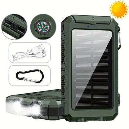 Solar Power Bank 40000mAh with Built-in 4 Cables & 15W Wireless Charging – 6 Outputs 3 Inputs Dual LED Flashlight Portable Charger for iPhone Android Tablets Camping Travel Emergency