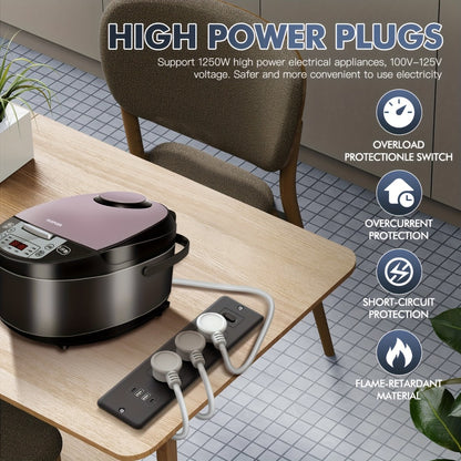 Recessed Power Strip In-Desk Embedded Socket 7-in-1, 3 AC Outlets & 4 USB Ports, Slim Space-Saving Design, 6ft Extension Cord, Countertop Power Station for Home Office Hotel Conference Room – BOCHLION BKL-U58