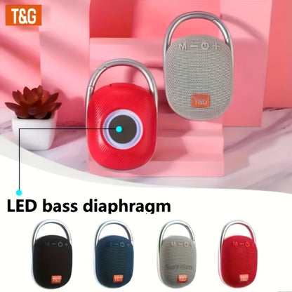 Mini Portable Bluetooth Speaker with LED Lights – Micro SD/TF Card Support, Integrated Latch, Stereo Audio, Compact Wireless Speaker for Home, Outdoor, Travel, Camping, Halloween & Holiday Parties