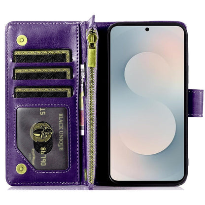Wallet Case for Samsung Galaxy S25 FE – Luxury Leather Zipper Card Holder ID Window Money Pocket Folio Flip Cover, Slim Protective Phone Case with Card Slots for Galaxy S25 FE Women Men