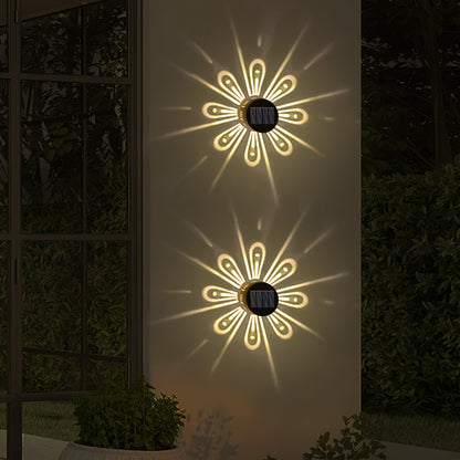 Solar Wall Lights Outdoor 2 Pack - Dusk to Dawn Auto On/Off, Decorative Projection Fence Porch Garden Lights, Weatherproof Solar Powered Yard Pathway Stair Decor, Halloween Christmas Holiday Lighting