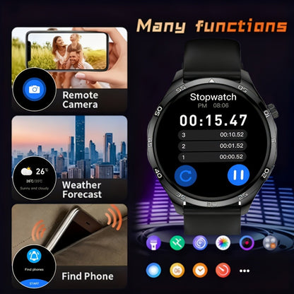 Unisex Smart Watch with Wireless Calling & Remote Camera Control, Fitness Tracker Multiple Sports Modes, Heart Rate Sleep Step Counter, USB Charging Silicone Strap, Compatible with iPhone & Android – Gift Smart Watch for Men Women