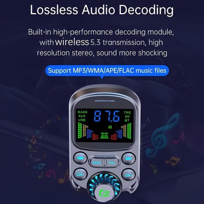 Car FM Transmitter Bluetooth 5.3 with QC3.0 & PD 30W Fast Charging, Hands-Free Car Kit, Bass Boost, 3.5mm AUX Audio Input, MP3 Player – Wireless Car Audio Adapter for iPhone Android