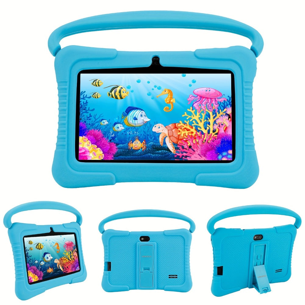 Veidoo Kids Tablet 7 Inch Android Eye Protection Screen Parental Controls Drop-Proof Silicone Case Dual Camera Educational Games WiFi 1GB 16GB 2GB 32GB Children Learning Tablet Pink Blue Purple