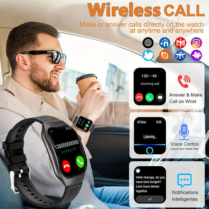Curved Screen Smartwatch 1.96" HD 360° Panoramic Display, Bluetooth 5.2 Wireless Calling, Heart Rate Sleep Fitness Tracker, Rechargeable Battery, Outdoor Sports Fashion Watch for Men & Women
