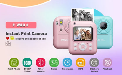 Instant Print Digital Camera for Kids Ages 3-12 – 1080P, 2.4" Screen, 3 Rolls Print Paper & 32GB Card Included, Cute Kids Camera, Perfect Birthday & Holiday Gift for Girls and Boys