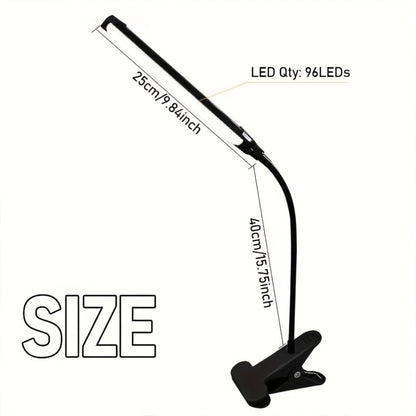 Clip-On LED Desk Lamp Flexible Gooseneck USB Powered – 3 Color Modes 10 Brightness Levels Swing Arm Clamp Light for Home Office Study Reading Crafts Gaming Bedroom – Black