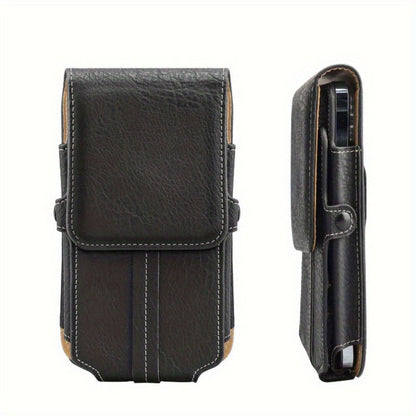 Phone Holster Belt Clip PU Leather Universal Waist Pouch 5.2–7.2 Inch – Vertical Carry Case with Metal Clip & Belt Loop for iPhone 16 15 14 13 12 11 Pro Max Plus, Samsung Galaxy S25 S24 Ultra A Series