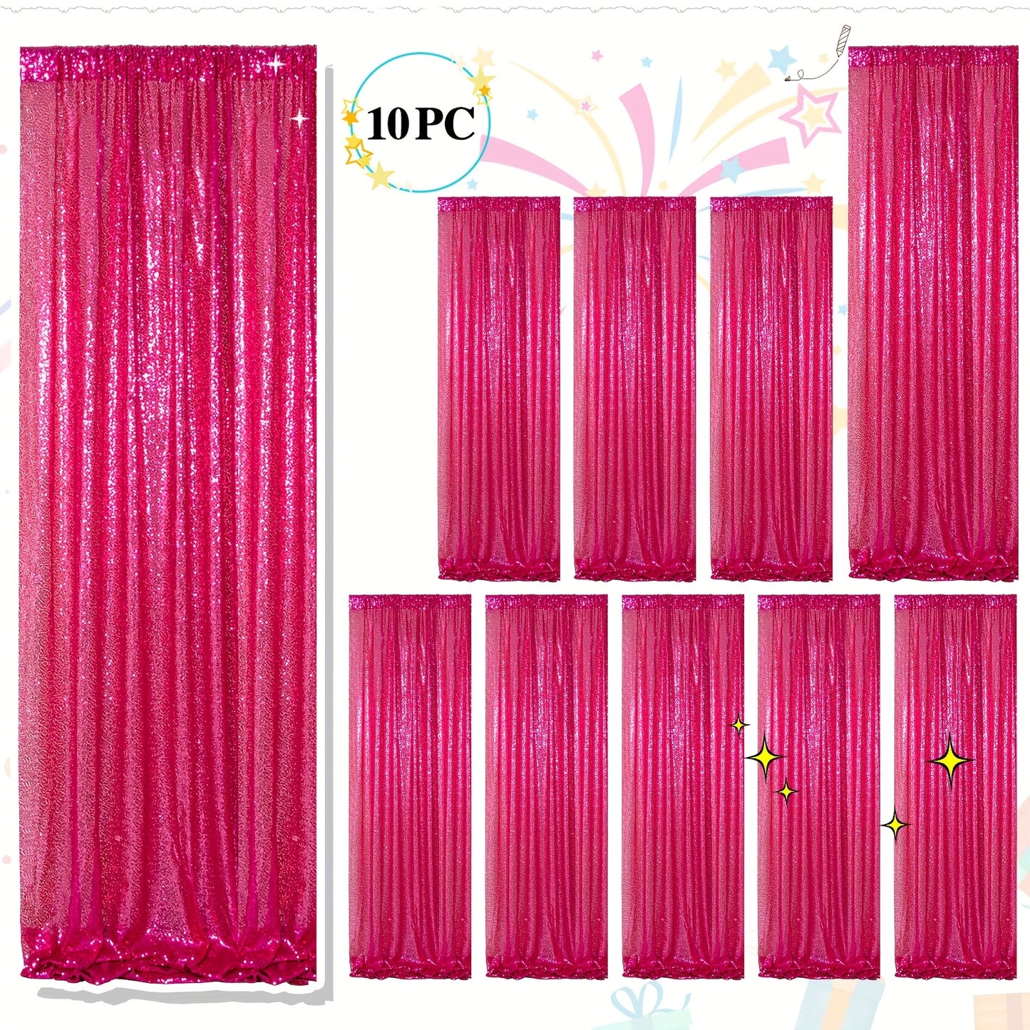 Sequin Backdrop Curtains 2FTx8FT Glitter Photography Background Panels for Party Wedding Birthday Stage Decoration Gold Yellow Shimmer Curtain Set 4 6 10 Panels Available