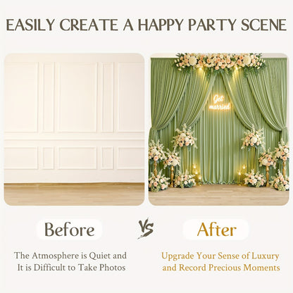 Party Backdrop Curtains 2pcs 59x118 Inch with Poles Wrinkle-Resistant Non-Transparent Fabric Background for Wedding Birthday Bridal Shower Holiday Decoration