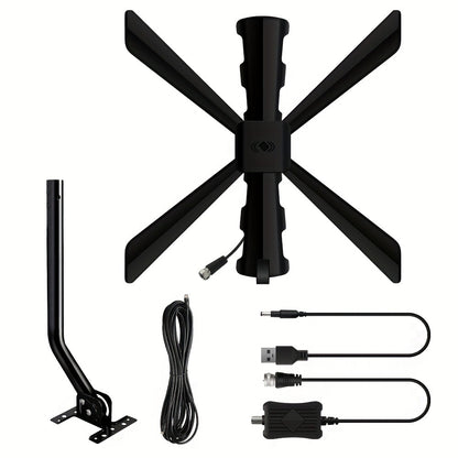TV Antenna with J Mount 150 Mile Range - Indoor Outdoor Attic Installation, 2026 Model, Local Channels 4K 1080p HD, Easy Setup, Black