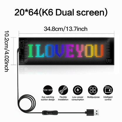 Programmable RGB LED Pixel Display Panel App Controlled – Music Sync DIY Text Animations Flexible Ultra-Thin Screen for Game Room Home Theater Car Dashboard Store Window Decor – 16x32 16x96 20x64