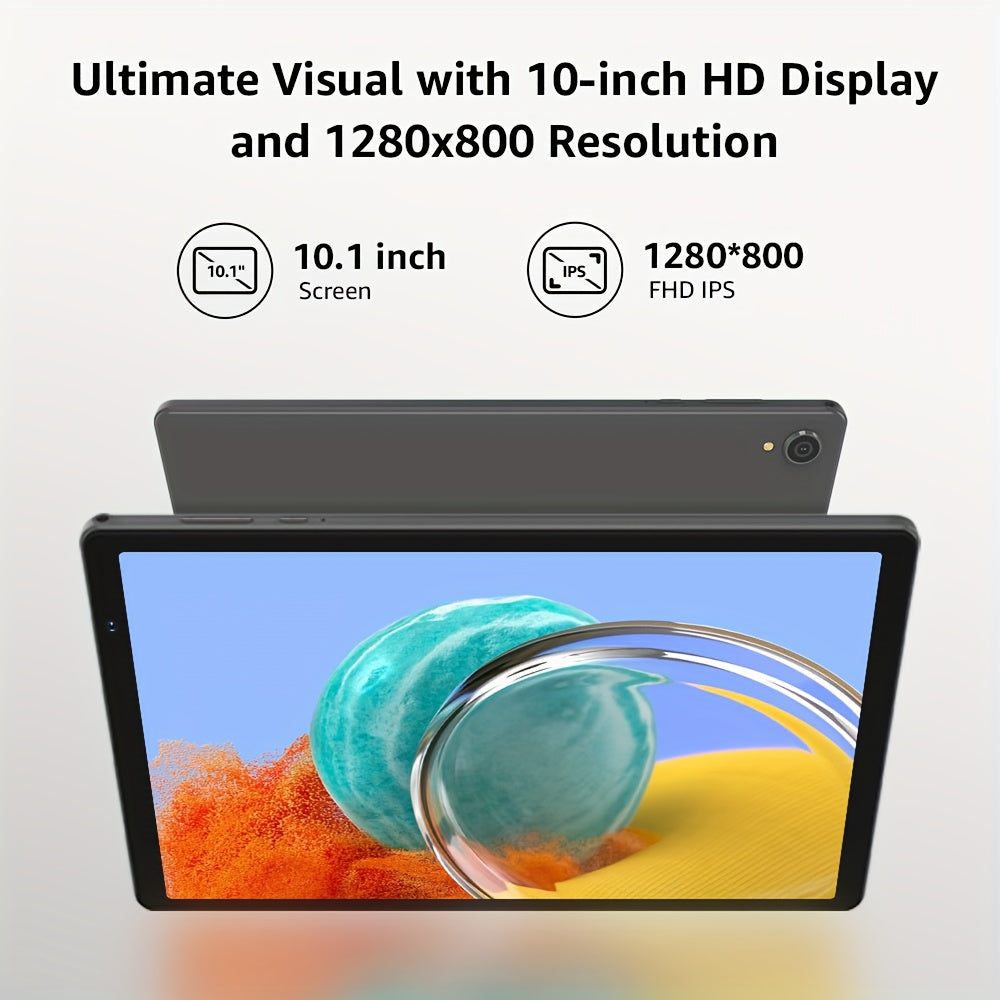 Android 16 Tablet 10.1 Inch Octa-Core 7000mAh Battery 1280x800 IPS Display 8GB RAM 128GB ROM Dual Camera 8MP 5MP Type-C Split Screen Wi-Fi Tablet PC Grey for Work School Entertainment