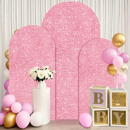 Sequin Wedding Arch Cover Set 3pcs – 6ft 6.6ft 7.2ft Metallic Spandex Payette Glitter Arch Backdrop Cover for Wedding Ceremony, Birthday Party, Bridal Shower & Event Decoration | Fits Most Arch Stands