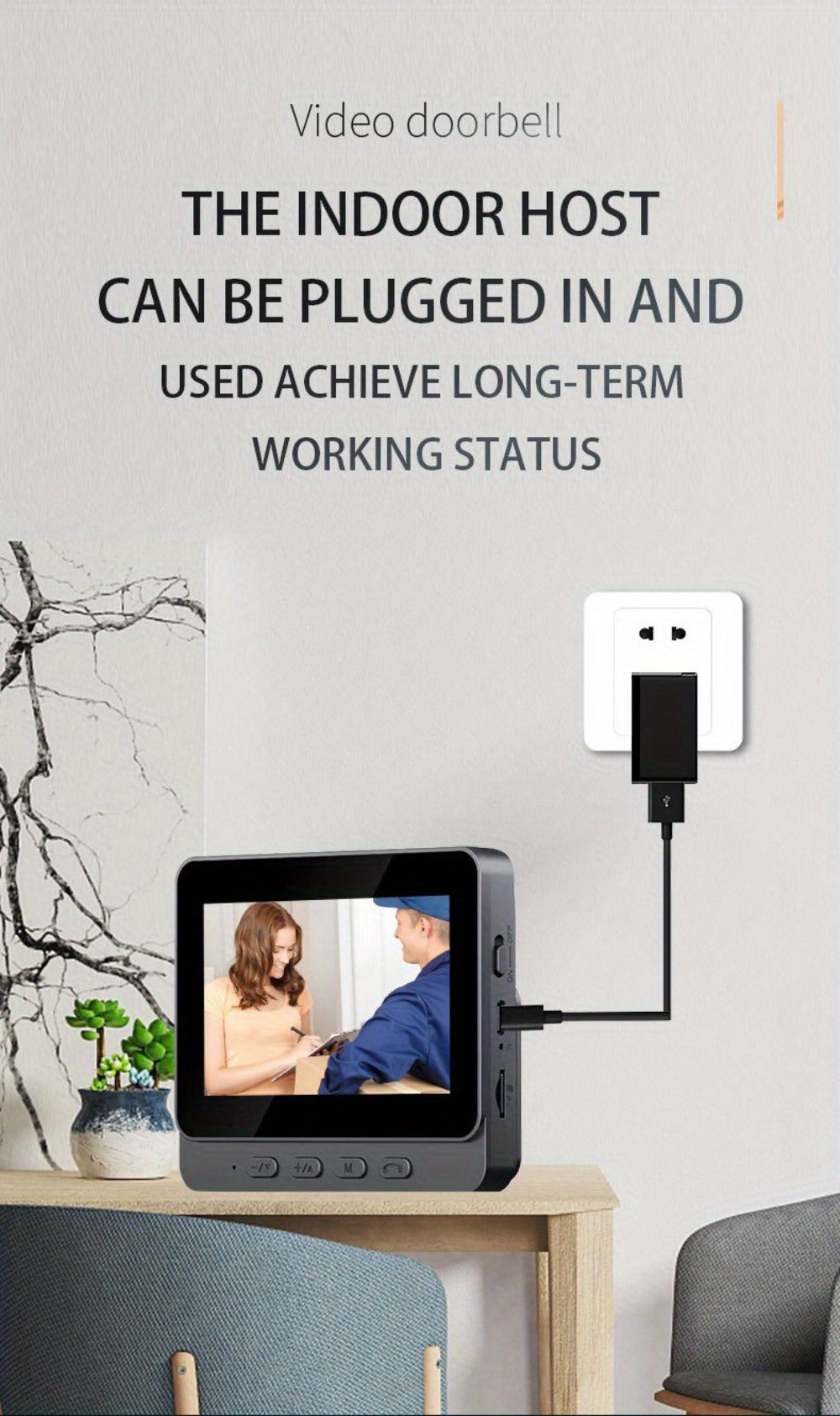Wireless Video Doorbell Camera No WiFi No App Required 4.3-inch IPS Monitor 960P Night Vision Two-Way Audio Long Battery Life SD Card Storage No Subscription Wall-Mounted Home Security