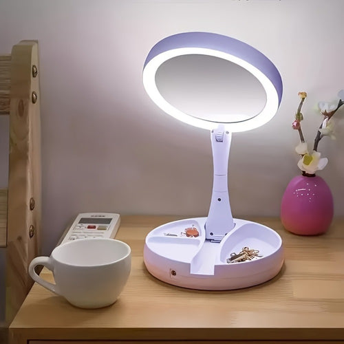 Lighted Makeup Mirror with 10x Magnifying Glass – Double Sided LED Vanity Mirror, Bright Shadow-Free Light, USB & Battery Dual Power, Tabletop & Travel | Ladies Beauty Gift for Women