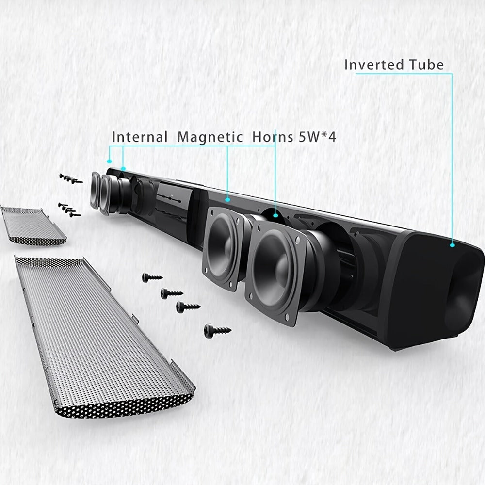 Soundbar with Subwoofer Wireless Surround Sound System 4 Speaker Home Theater Bluetooth 5.0 ARC Optical AUX Remote Control Night Mode EQ Modes TV Speaker