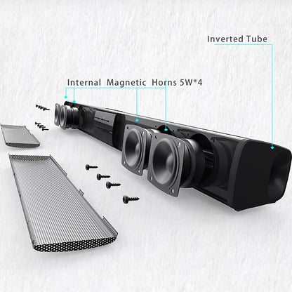 Soundbar with Subwoofer Wireless Surround Sound System 4 Speaker Home Theater Bluetooth 5.0 ARC Optical AUX Remote Control Night Mode EQ Modes TV Speaker