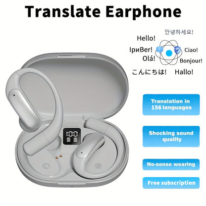 AI Translation Earbuds Bluetooth 5.4, 156 Languages Real-Time Two-Way Translation, Offline Mode, Audio Transcription & Photo Translation, HD Sound, 4-Hour Battery - 3-in-1 Device for Travel, Business & Learning