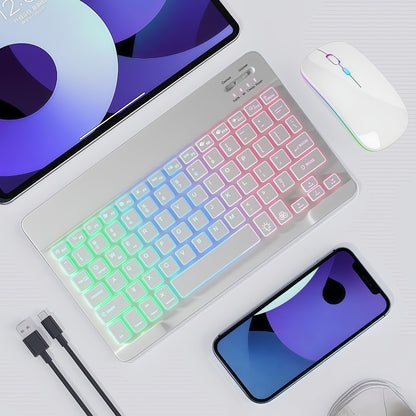RGB Backlit Keyboard and Mouse Combo 7 Color LED – Ultra-Thin Scissor Keys Quiet Wired Set for PC Desktop Laptop | Black White | Home Office Gaming Desk Setup Keyboard Mouse