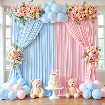 Photography Backdrop 4-Pack 5x10ft Polyester Spandex Background Cloth | Wrinkle-Resistant, Soft & Smooth with Pole Pockets | Wedding, Birthday, Banquet, Party & Event Decoration Curtains