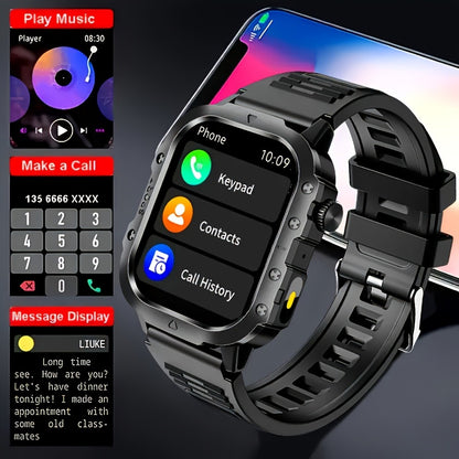 Brown Black Large Screen Smartwatch – Wireless Calling & SMS, Fitness Tracker, Remote Camera Control, USB Rechargeable – Unisex Business Watch for Men & Women iPhone & Android Compatible