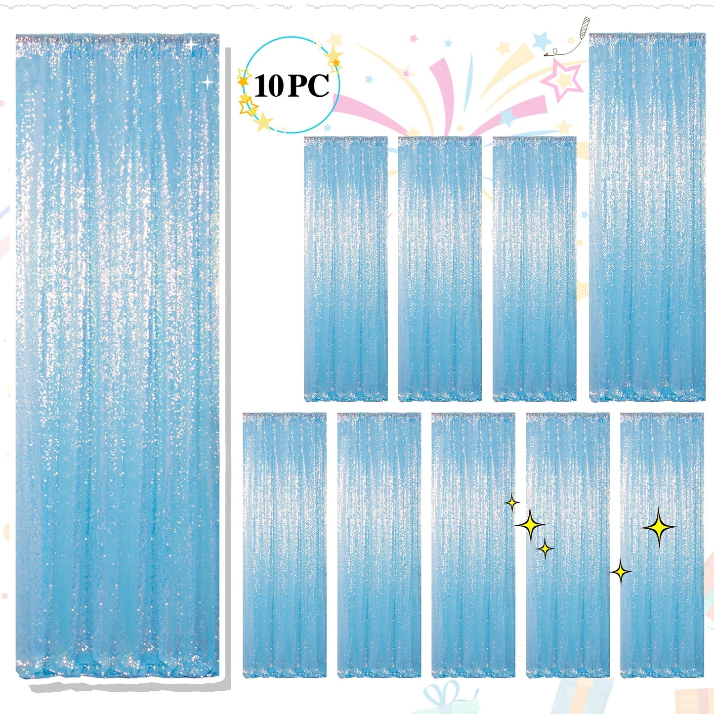 Sequin Backdrop Curtains 2FTx8FT Glitter Photography Background Panels for Party Wedding Birthday Stage Decoration Gold Yellow Shimmer Curtain Set 4 6 10 Panels Available