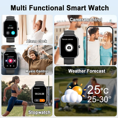 112 Sport Modes Smartwatch 1.91 Inch Large Screen Wireless Calling Calorie Sleep Monitor Heart Rate Blood Oxygen Watch Dial Notifications Multifunctional Fitness Tracker Android iPhone Men Women Holiday Gift Pink Black Blue Purple
