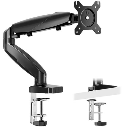 Gas Spring Monitor Arm Single Dual, Ergonomic Desk Mount for 13-32 Inch Screens up to 17.6 lbs, Adjustable Height, 360° Swivel, Full Motion VESA Monitor Stand for Home Office