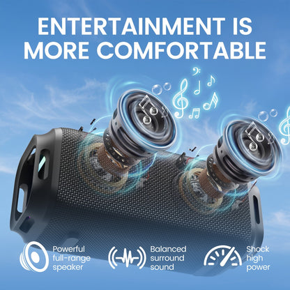 Indoor Outdoor Wireless Speaker Surround Sound Stereo Deep Bass USB AUX TF Card Compatible Portable Speaker System for Smartphones Tablets Home Party Travel Audio Devices