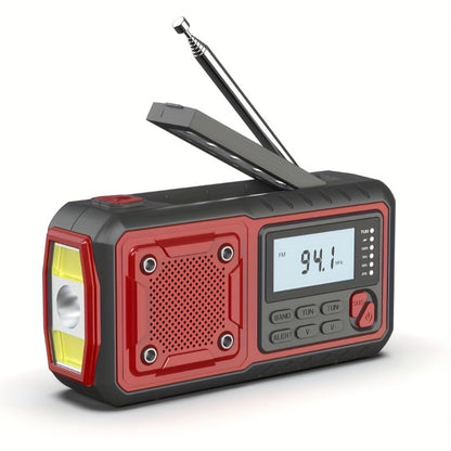 Hand Crank Emergency Weather Radio 5000mAh Solar Powered NOAA AM FM Portable Survival Radio with Flashlight SOS Alarm Reading Light Phone Charger Type-C for Hurricane Tornado Storm Preparedness Gift