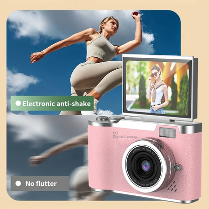 1080P Vlogging Camera for Beginners with 32GB Card 2.4 Inch LCD Screen Rechargeable Digital Camera for Photos Videos Webcam Use Compact Point and Shoot Camera Gift for Teens Kids Adults White Black Pink