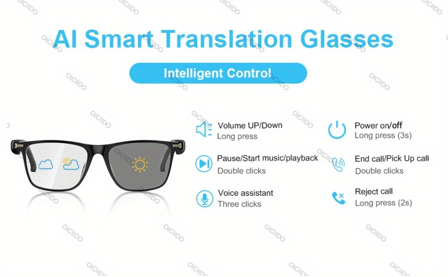 AI Smart Glasses with Real-Time Translation for 160+ Languages, ChatGPT Voice Assistant, HD Calls & Hi-Fi Music – Open-Ear Audio Glasses for Men & Women