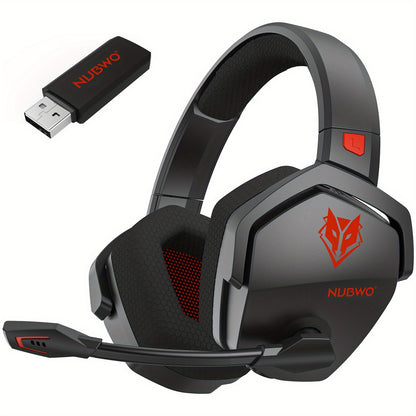 2.4GHz Wireless Gaming Earphones NUBWO G06, 7.1 Surround Sound, 23ms Ultra-Low Latency, 100H Battery, Dual Directional Mic, PC PS5 Console Mobile Compatible, Bluetooth & Wired Modes, Black