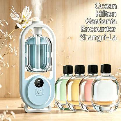 7-Color LED Aromatherapy Diffuser 150ml with USB Power, Ultrasonic Whisper-Quiet Mist, Timer Auto Shut-Off for Bedroom Office Yoga – Bundle with Hilton Gardenia Ocean Jasmine Shangri-La Oils