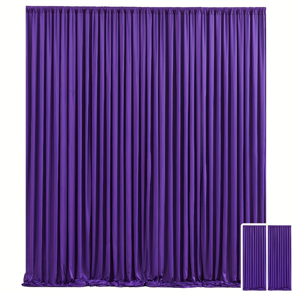 10x10Ft Polyester Photography Backdrop 2-Pack – Photo Booth Background Curtain for Party, Birthday, Wedding, Holiday, Stage & Exhibition Decoration, Wrinkle-Free, Machine Washable, Easy Pole Install