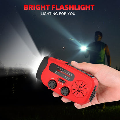 NOAA Emergency Weather Radio Solar Hand Crank with 2000mAh Power Bank & LED Flashlight – AM/FM/NOAA Portable Survival Radio, USB Charging, Solar Powered, Hurricane & Winter Storm Preparedness Gear