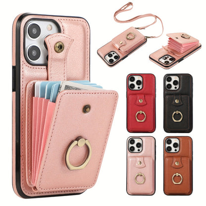 RFID Blocking iPhone Wallet Case with Magnetic Card Holder Kickstand MagSafe Compatible Shockproof Armor Bumper Wireless Charging Support for iPhone 16 15 14 13 12 Pro Max Plus Series