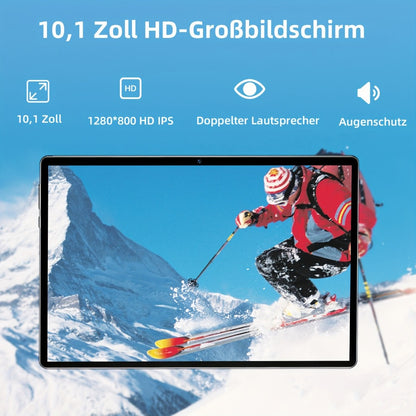 10 Inch Android 14 Tablet, 6GB RAM 64GB ROM 1TB Expandable, 6000mAh Battery, 2.0GHz Processor, IPS Touchscreen, GPS WiFi Split Screen Dual Camera – Black/Blue