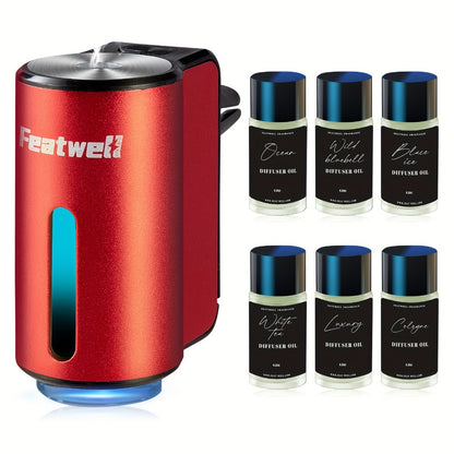 Car Essential Oil Diffuser & Humidifier – 3-Level Adjustable Mist, Quiet Ultrasonic Aromatherapy, Cup Holder Fit, Portable for All Car Models | Daily Commute Road Trip Driver Gift | Red Grey